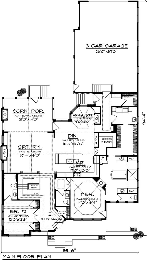 Dream House Plan - Craftsman Floor Plan - Main Floor Plan #70-1040