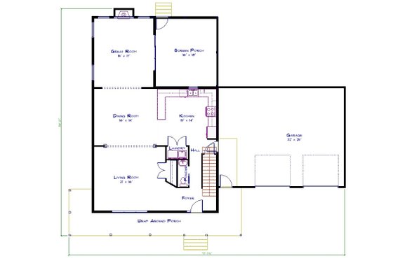 Floor Plan - Main Floor for Farmhouse House Plan #1115-2 - 3 bed, 2.5 bath