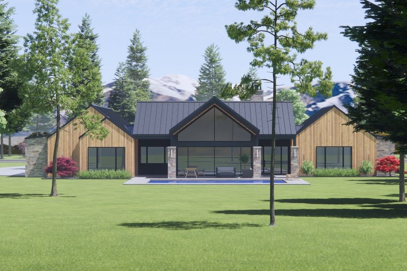 House Design - Exterior - Rear Elevation for Modern House Plan #1096-59 - 4 bed, 3.5 bath