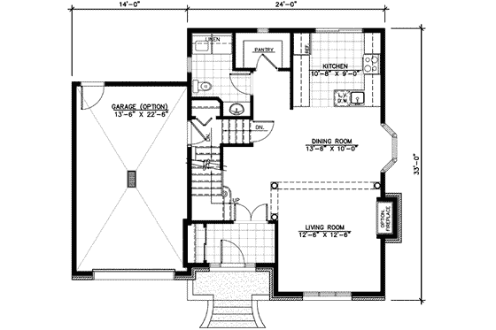 Floor Plan - Main Floor for European House Plan #138-112 - 3 bed, 1.5 bath
