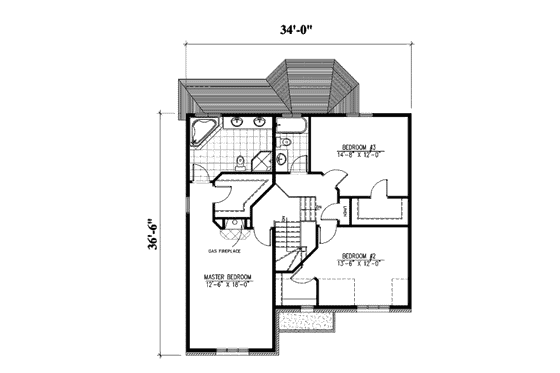 Floor Plan - Upper Floor for European House Plan #138-265 - 3 bed, 2.5 bath