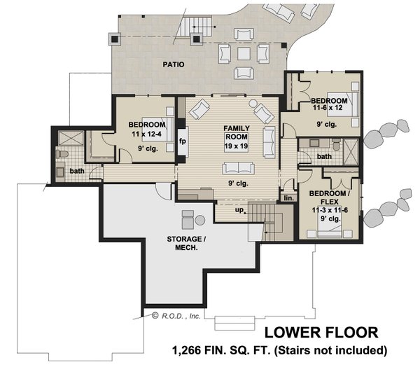 Home Plan - Farmhouse Floor Plan - Lower Floor Plan #51-1449