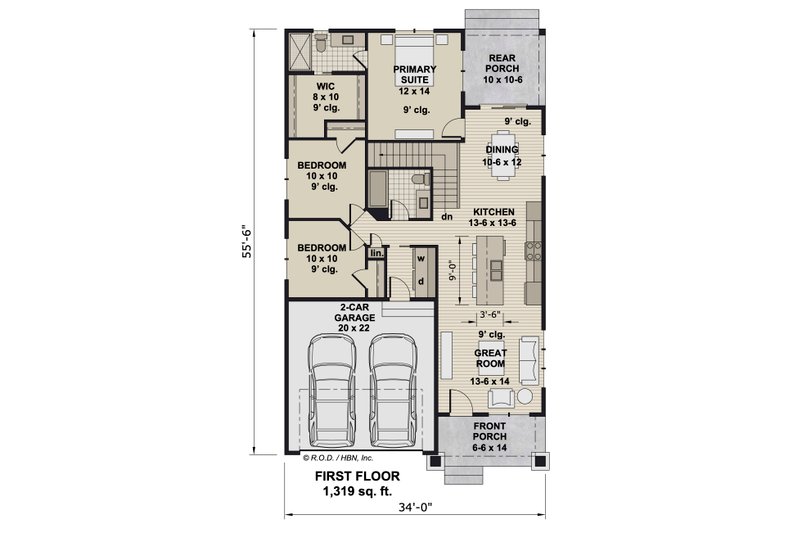 Architectural House Design - Floor Plan - Main Floor for Craftsman House Plan #51-1334 - 3 bed, 2 bath