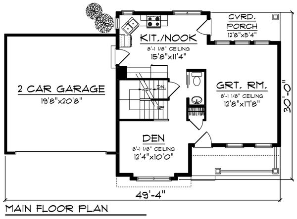 Craftsman Floor Plan - Main Floor Plan #70-1411
