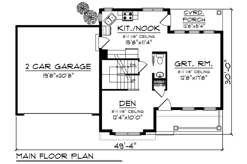 Dream House Plan - Floor Plan - Main Floor for Craftsman House Plan #70-1411 - 3 bed, 2.5 bath