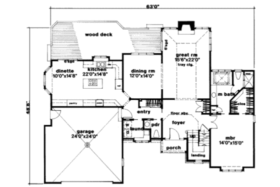 Floor Plan - Main Floor for European House Plan #328-132 - 3 bed, 2.5 bath