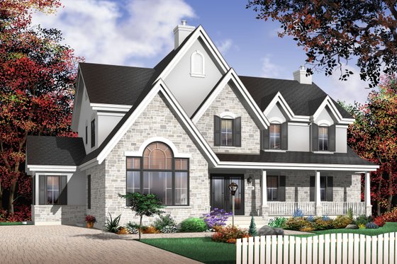 Exterior - Front Elevation 3 for European House Plan #23-531 - 3 bed, 2.5 bath