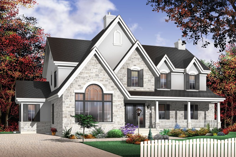 Architectural House Design - Exterior - Front Elevation 3 for European House Plan #23-531 - 3 bed, 2.5 bath