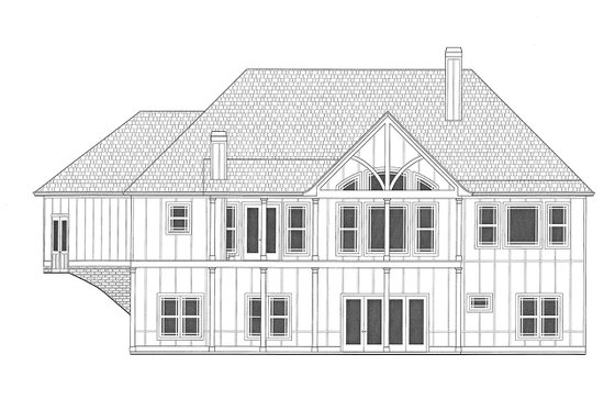 Exterior - Rear Elevation 1 for Craftsman House Plan #437-103 - 4 bed, 3.5 bath
