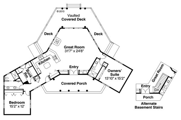 Architectural House Design - Ranch Floor Plan - Main Floor Plan #124-205