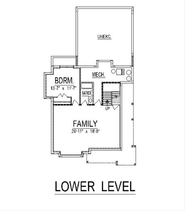 Craftsman Floor Plan - Lower Floor Plan #458-15