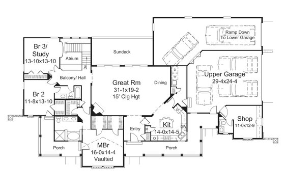 Floor Plan - Main Floor for Country House Plan #57-691 - 3 bed, 2.5 bath