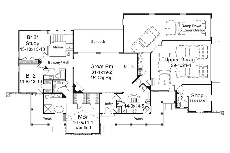 Country Style House Plan - 3 Beds 2.5 Baths 2653 Sq/Ft Plan #57-691 ...