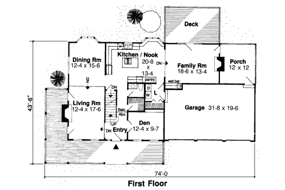 Floor Plan - Main Floor for Farmhouse House Plan #312-250 - 3 bed, 2.5 bath