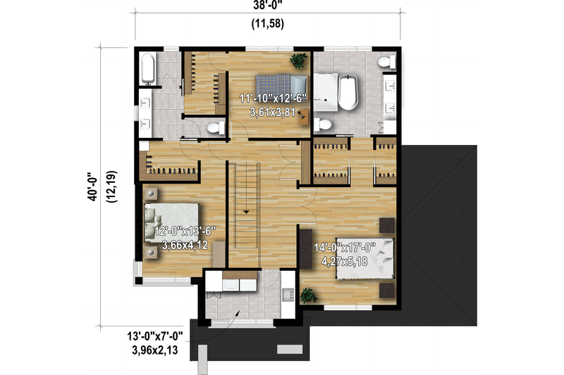 House Plan Design - Floor Plan - Upper Floor for Contemporary House Plan #25-4907 - 3 bed, 2.5 bath