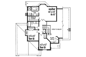 Floor Plan - Upper Floor for European House Plan #47-269 - 3 bed, 3 bath