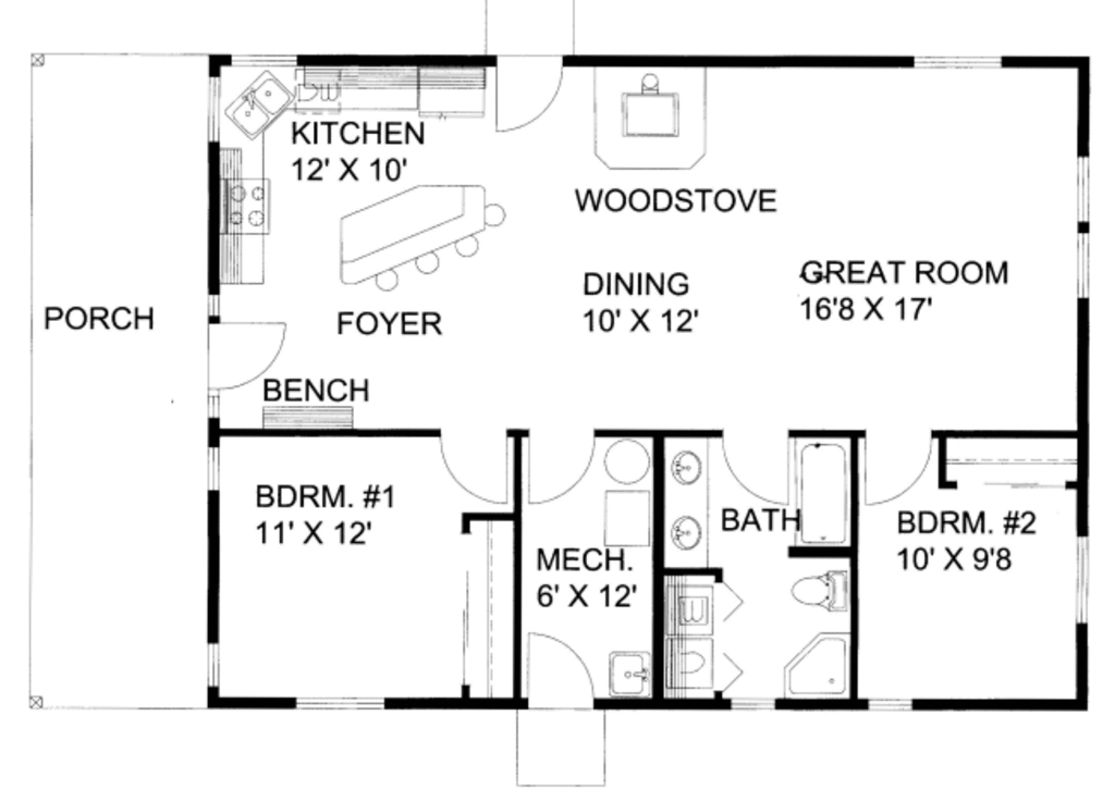 Cabin Style House Plan - 2 Beds 1 Baths 1200 Sq/Ft Plan ...