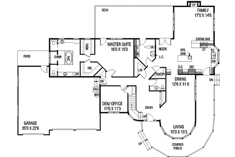 House Blueprint - Floor Plan - Main Floor for Traditional House Plan #60-253 - 6 bed, 4 bath