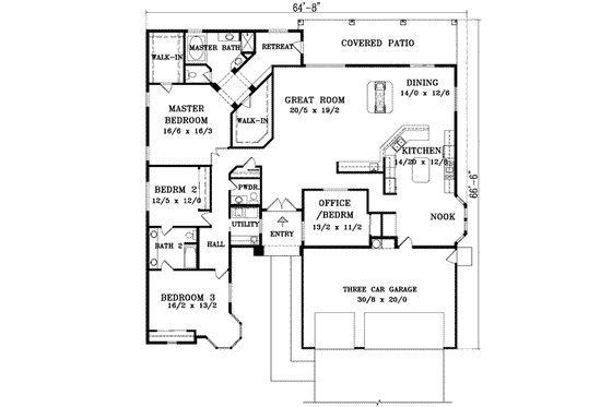 Floor Plan - Main Floor for Traditional House Plan #1-992 - 4 bed, 2.5 bath