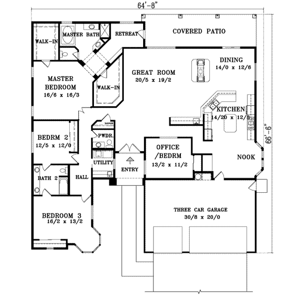 Traditional Floor Plan - Main Floor Plan #1-992