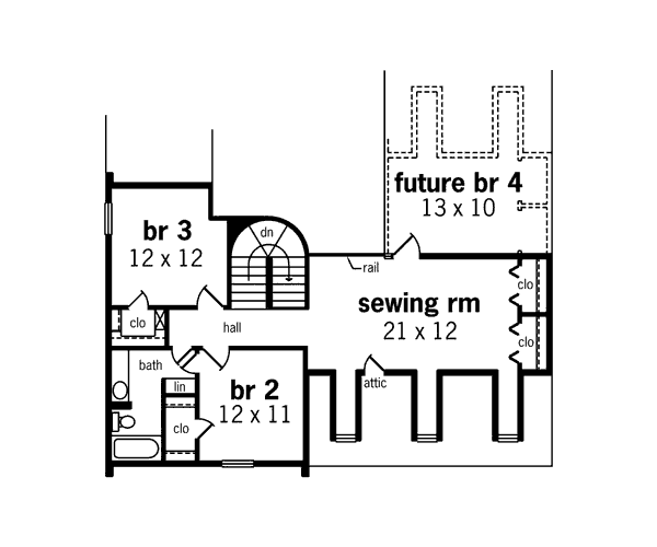 Traditional Floor Plan - Upper Floor Plan #45-359