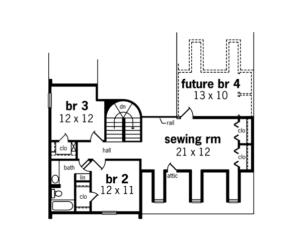 Home Plan - Traditional Floor Plan - Upper Floor Plan #45-359
