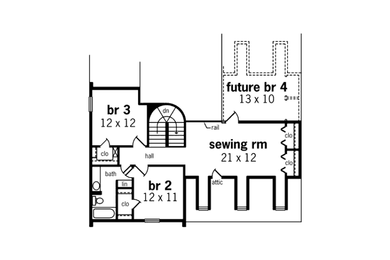 Architectural House Design - Floor Plan - Upper Floor for Traditional House Plan #45-359 - 3 bed, 2.5 bath