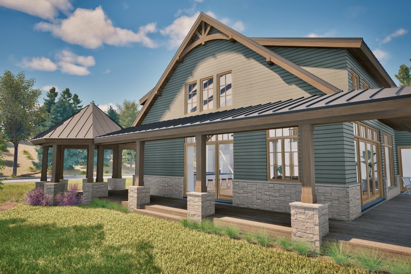 House Blueprint - Exterior - Covered Porch 1 for Farmhouse House Plan #80-224 - 4 bed, 3 bath