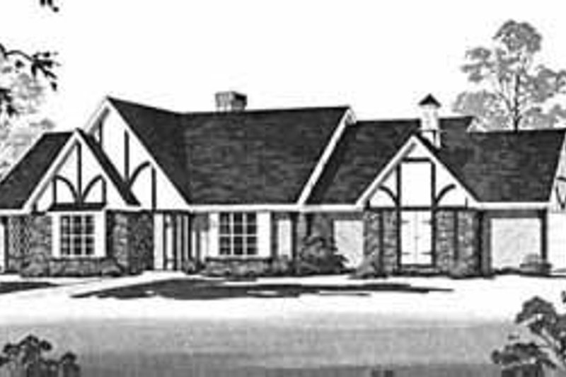 Home Plan - Tudor Exterior - Front Elevation Plan #36-392