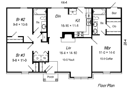 Floor Plan - Main Floor for Cottage House Plan #329-158 - 3 bed, 2 bath