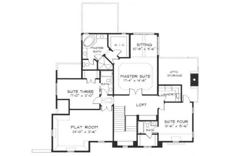 Home Plan - Floor Plan - Upper Floor for European House Plan #413-108 - 4 bed, 4 bath