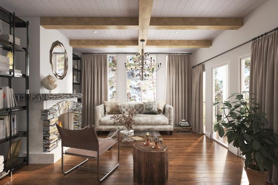 Interior - Family Room for Ranch House Plan #54-467 - 3 bed, 2.5 bath