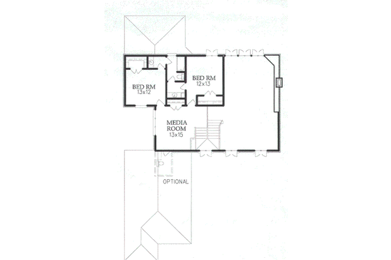 Floor Plan - Upper Floor for Colonial House Plan #15-209 - 3 bed, 2.5 bath