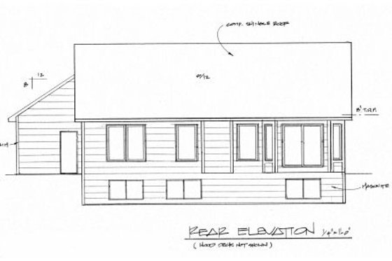 Exterior - Rear Elevation for Traditional House Plan #58-178 - 3 bed, 2 bath