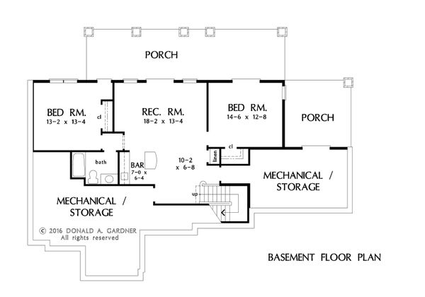 Ranch Floor Plan - Lower Floor Plan #929-1048