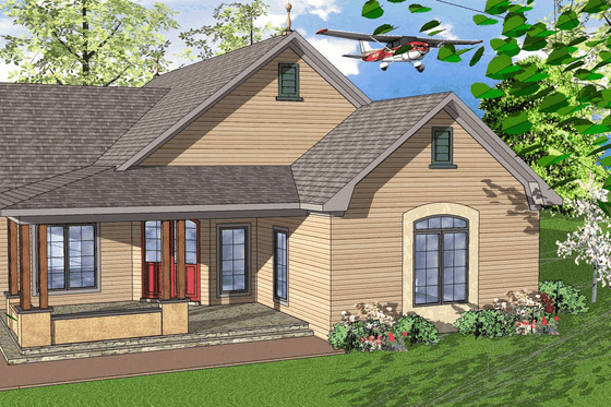 Exterior - Front Elevation for Craftsman House Plan #8-181 - 2 bed, 2 bath
