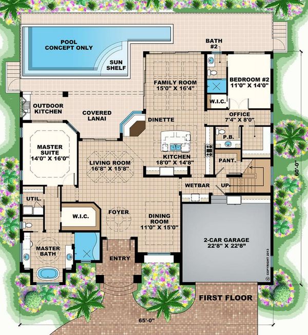 Mediterranean Floor Plan - Main Floor Plan #27-552