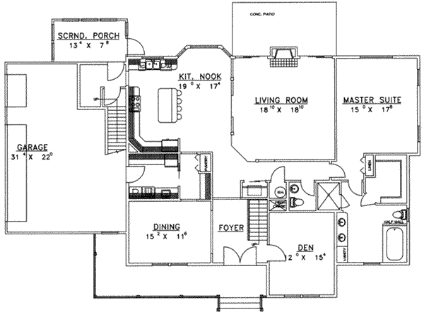 Dream House Plan - Country Floor Plan - Main Floor Plan #117-232