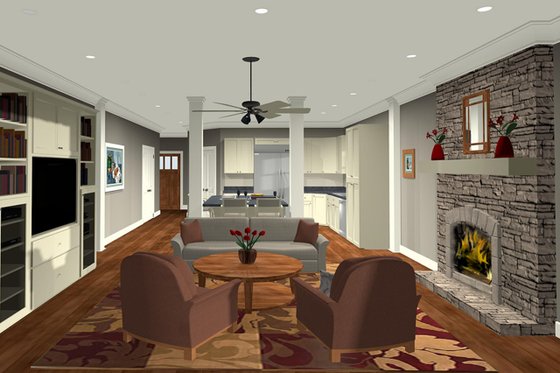 Interior - Family Room for Craftsman House Plan #56-704 - 3 bed, 2 bath