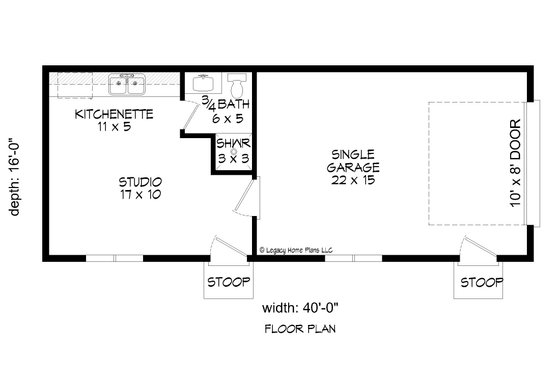 Floor Plan - Main Floor for Southern House Plan #932-865, 1 bath
