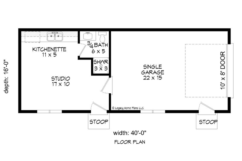 Architectural House Design - Floor Plan - Main Floor for Southern House Plan #932-865, 1 bath
