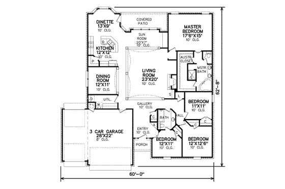 Floor Plan - Main Floor for Traditional House Plan #65-448 - 4 bed, 2 bath