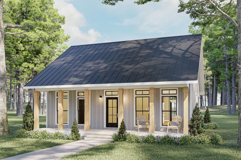 House Blueprint - Exterior - Front Elevation 4 for Cottage House Plan #44-302 - 3 bed, 1 bath