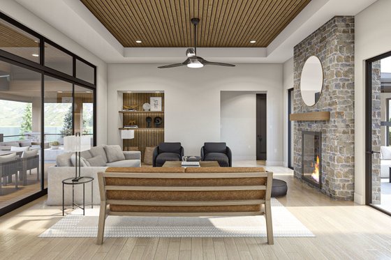 Interior - Family Room for Prairie House Plan #455-304 - 3 bed, 2.5 bath
