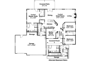 Floor Plan - Main Floor for Traditional House Plan #124-424 - 3 bed, 2 bath
