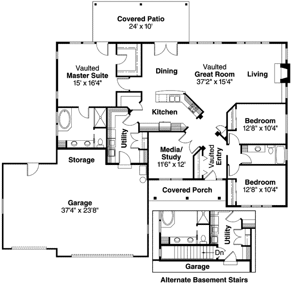 Home Plan - Traditional Floor Plan - Main Floor Plan #124-424
