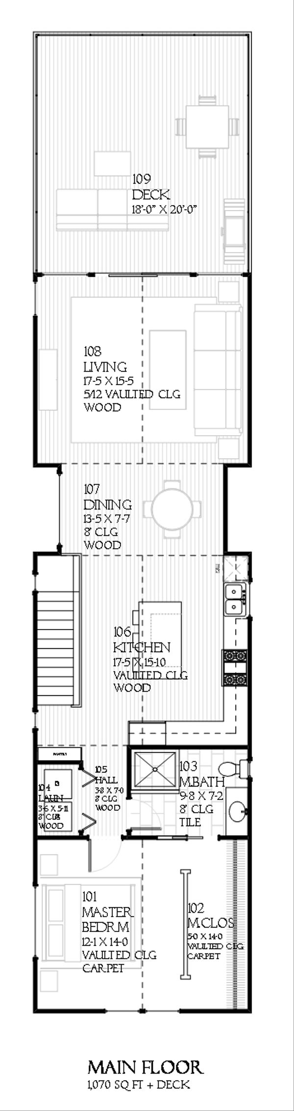 Contemporary house plan, Upper level floor plan of plan 901-25