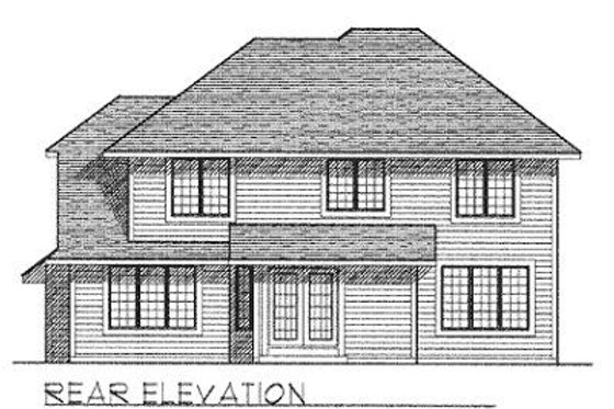 Exterior - Rear Elevation for Traditional House Plan #70-372 - 4 bed, 2.5 bath
