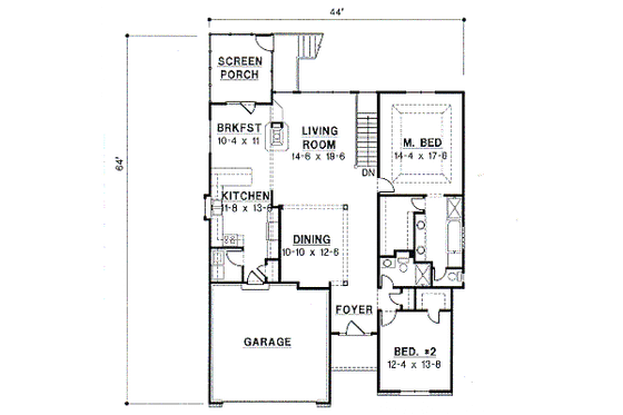 Floor Plan - Main Floor for European House Plan #67-345 - 4 bed, 3 bath