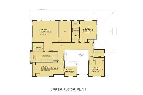 Floor Plan - Upper Floor for Contemporary House Plan #1066-51 - 4 bed, 3 bath